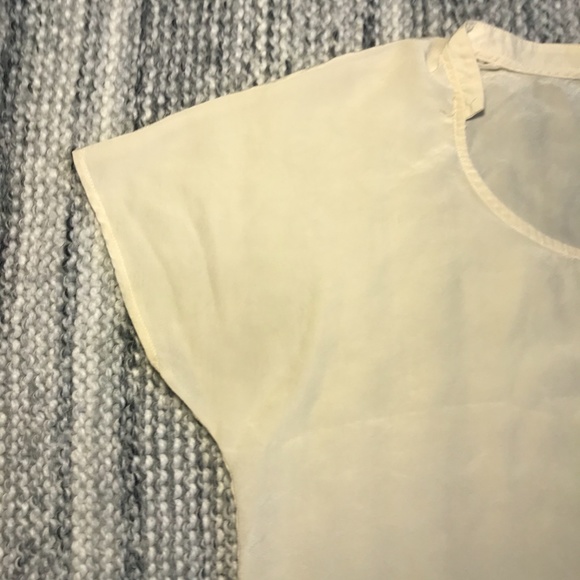 CLUB MONACO Cream/Floral Silk T-shirt Blouse XS - Picture 4 of 8